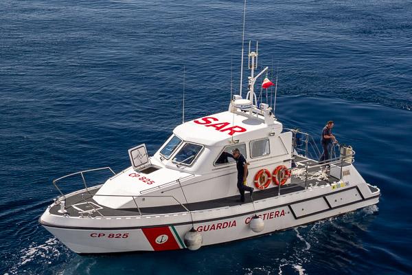 Italian Coast Guard boat near Bari, Italy.